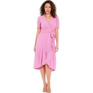 London Times NWT Women's Short Sleeve Ruffle Wrap Dress Size 10